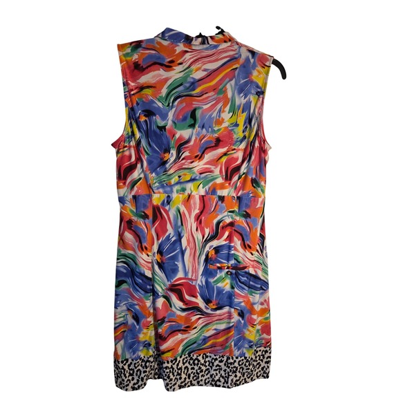 EP New York Colorful Abstract Golf Dress Womens M Sleeveless Zip Resort Dress - Picture 3 of 3
